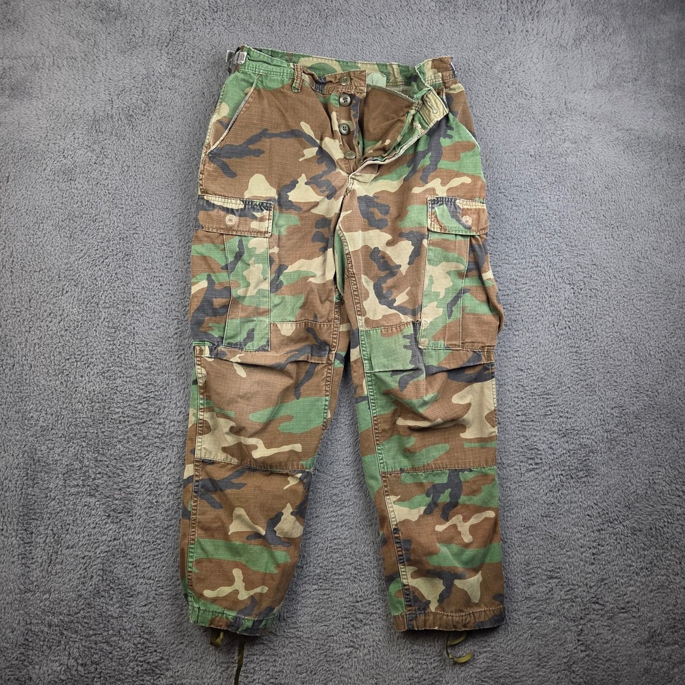 PROPPER Cargo Pants Men W28 L26 Green Mid Rise Ripstop Woodland BDU Army Camo